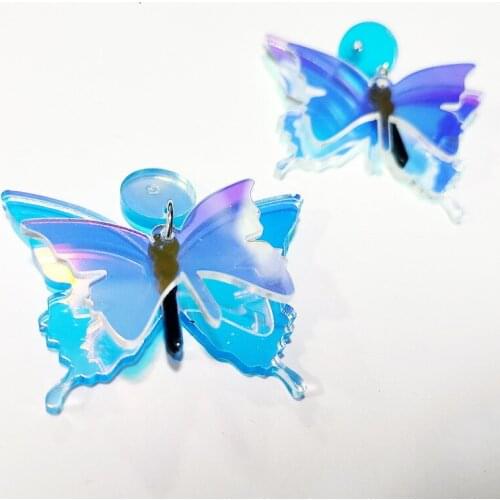 Super Flash 2021 Trend Popular Butterfly Acrylic Earring Multi-layer Laser Transparent Unusual Earrings For Women Teens Jewelry