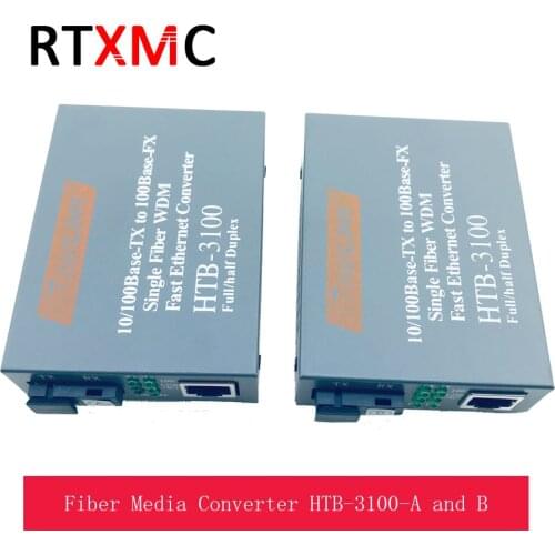 1 Pair HTB-3100 Optical Fiber Media Converter Fiber Transceiver Single Fiber Converter 25km SC 10/100M Singlemode Single Fiber