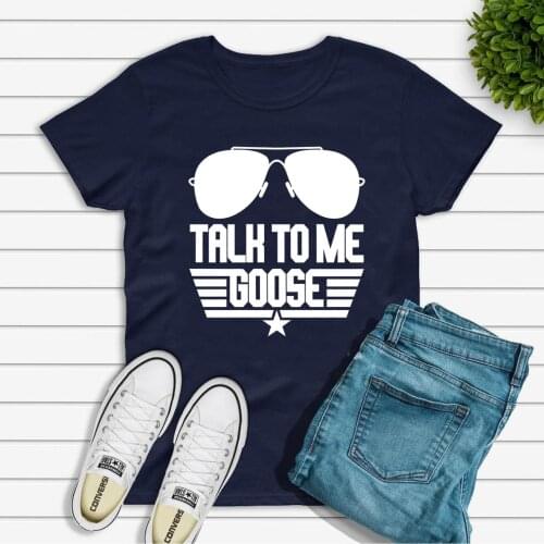 Talk To Me Goose T Shirt Goose T-Shirt Top Gun Shirt Sunglasses Tee Unisex Graphic Tees Summer Women Casual Short Sleeve Tops