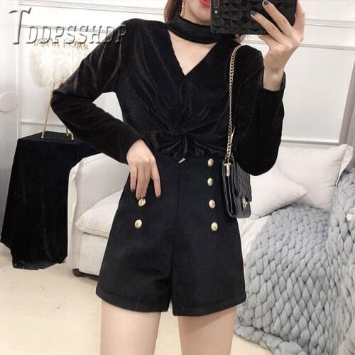 2019 Autumn Winter Women Woolen Shorts A Line Wide Leg Korean Female Shorts