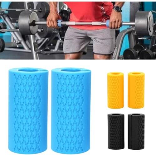 1 Pair Silicone Dumbbell Grips Barbell Thick Bar ajustables Handles Kettlebell Fat Grip Weightlifting Support Pull Up Bar