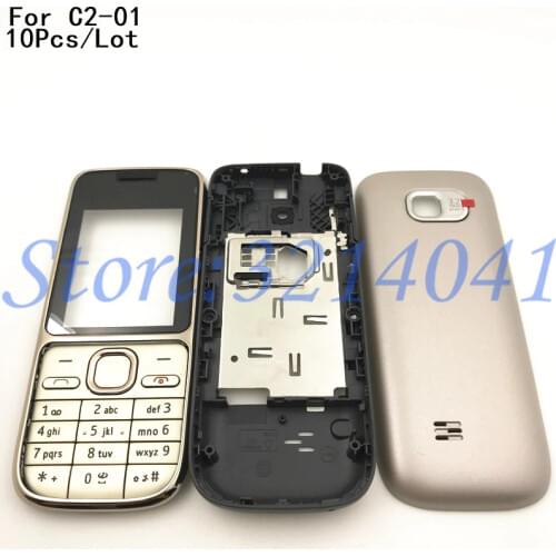 10Pcs/Lot Original New Full Housing Case Cover For Nokia C2-01 Battery Cover Housing case With English Keyboard+Logo