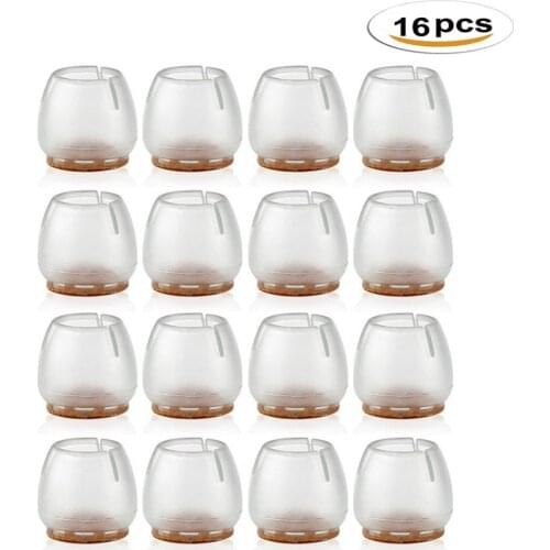 16PCS Multifunction Transparent Silicone Anti-Slip Chair Leg Caps pads Floor Protector Round Furniture Table Feet Covers 20mm