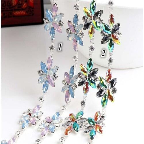 1Yd Silver Tone Crystal Rhinestone Chain Wedding Costume Trims Craft RT0053