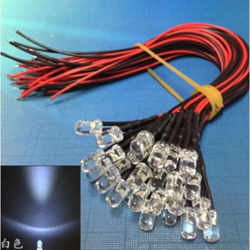 20PCS 12V with line light tube 5mm / white hair white / 12V super bright LED lamp beads / LED line length 20CM