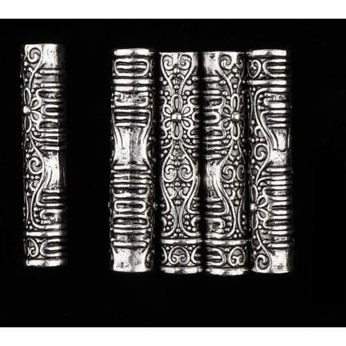 5Pcs Dreadlocks Beads Alloy Dread Locks Silver Metal Cuffs Hair Decoration Braiding Hair Jewels for Hairdressing,Hairstyle