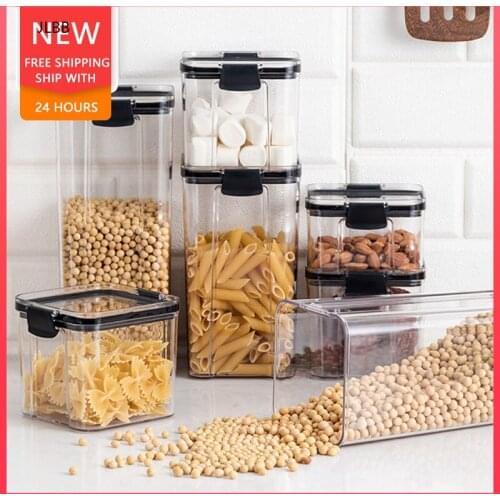 700/1300/1800ML Food Storage Container Plastic Kitchen Refrigerator Noodle Box Multigrain Storage Tank Transparent Sealed Cans