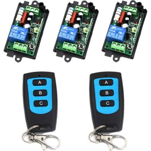 AC 110V 220V 10A 1CH RF Wireless Remote Control Switch System,315/433 MHZ 2*Waterproof Transmitters + 3*Receiver SKU: 5404