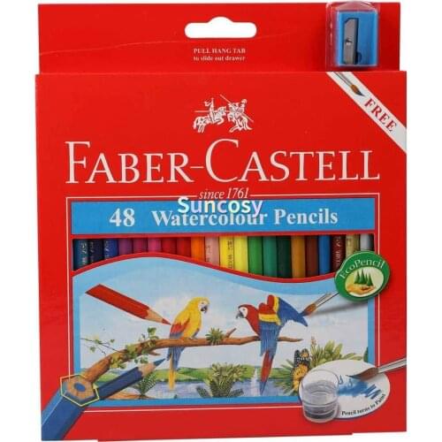 Faber Castell WaterColor Pencils with Sharpener and Brush, 48 WaterColored Pencils set