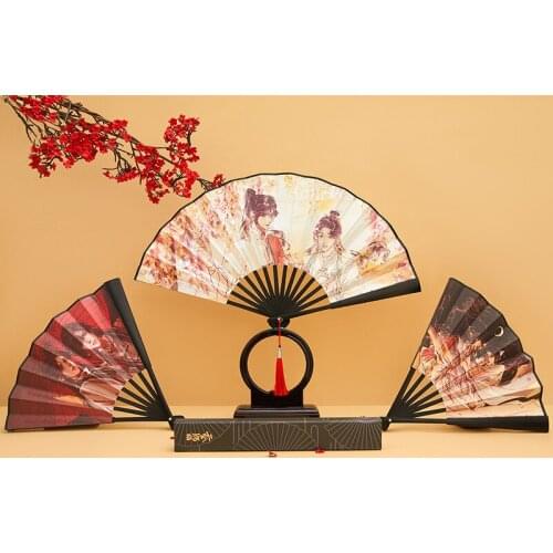 Anime Heaven Officials Blessing Cosplay Tassel Bamboo Hand Fan Tian Guan Ci Fu Xie Lian Hua Cheng Folding Fan Toy Gift