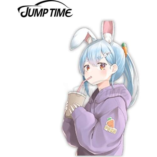 Jump Time 13cm x6.2cm Car Sticker Cute Rabbit Girls Anime Decals Personality Window Camper Waterproof Vinyl Car Decor