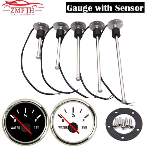 52MM Water Level Gauge with Water Level Sensor 100MM 125MM 150MM 200MM 300MM 400MM 0-190ohm Water Liquid Tank Level Indicator