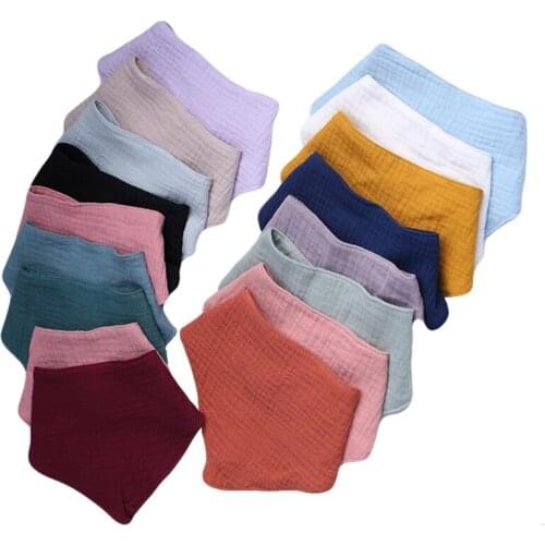 Baby Infant Cotton Bib Newborn Solid Color Triangle Scarf Feeding Saliva Towel Bandana Burp Cloth Boy Girl Shower Gifts