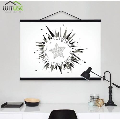 DIY Picture Hanger Magnetic Wooden Frame Poster Vintage Craft Wall Art Decor Simplify Creative Frame With Handle Hanging Scroll