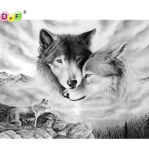 DPF DIY Wolf temptat 5D home decor wall painting mosaic full square diamond painting cross stitch diamond embroidery crafts Kits