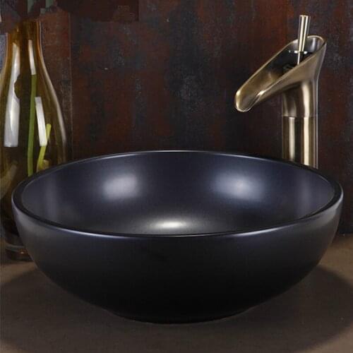 Europe style China Handmade Lavabo Washbasin Artistic Bathroom Sink countertop porcelain bathroom sinks black round