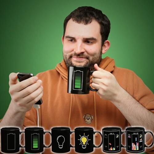 Creative Black Magic Mug Thermal Color Changing Cup Ceramic Discoloration For Breakfast Office Juice Milk Coffee Cup Gift