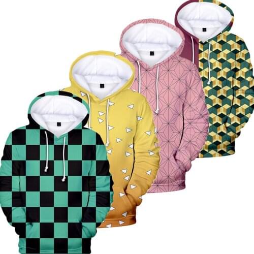 Men Women Autumn Winter Jacket Outwear Anime Demon Slayer Tanjiro Kamado Cosplay Costume Hooded Sweatshirt C35K