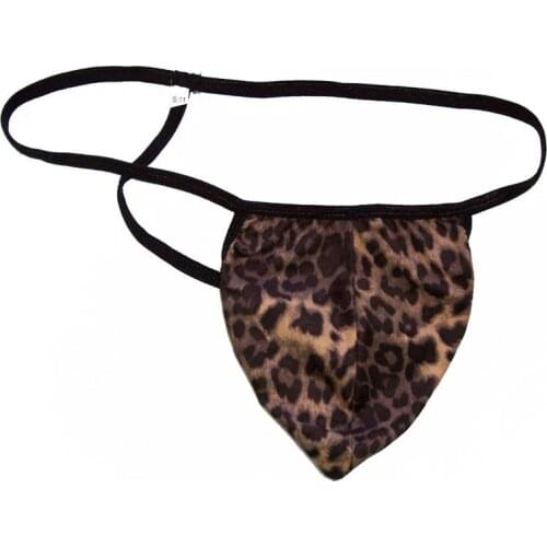 Mens sexy string thong Leopard pirnted G522CD Contoured pouch T-back Faux Suede knit