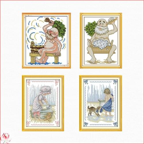 Joy Sunday Bathe Series Cross-Stitch Kit Embroidery Handmade Decoration Printed Stamped 14CT 11CT Fabric Gifts Thread Needlework