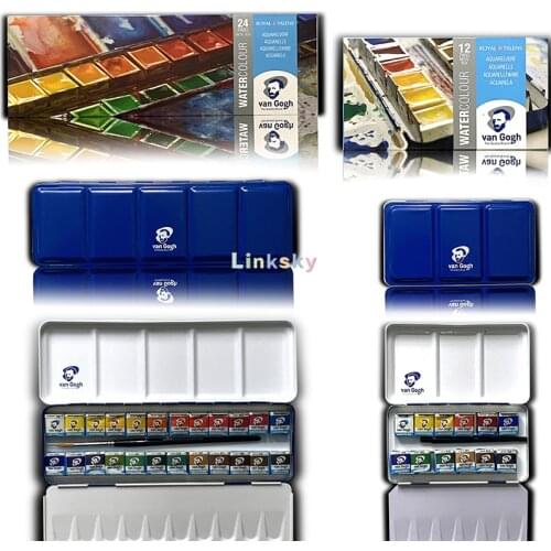 VAN GOGH 24/36 colors Half Pan Solid Watercolor Paint Set Metal Tin,Professional Water Color For Painting Aquarell Art Supplies