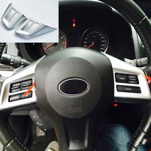 For Subaru XV Crosstrek 2012 2013 2014 2015 Car Steering Wheel Button Switch Frame Cover Stickers Styling Accessories 2Pcs ABS
