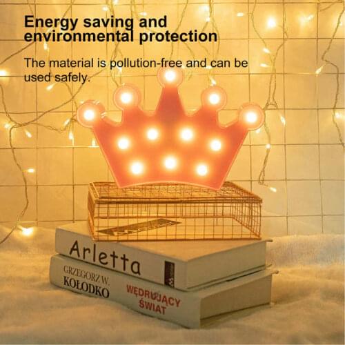 12LED Crown Shape Night Light Cute Warm White Lamp Home Decoration For Bedroom Living Room