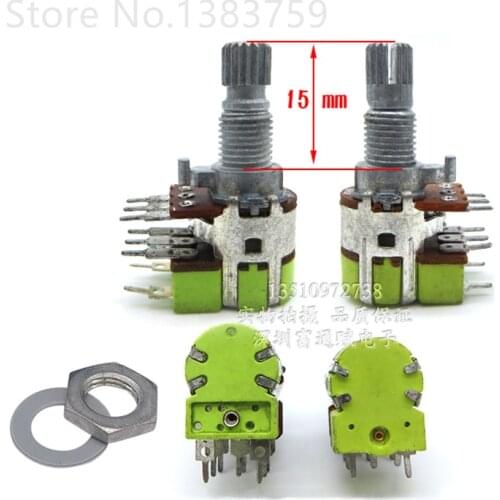2pcs 12 type R123G potentiometer stereo channel with switch B50K spline 15MM