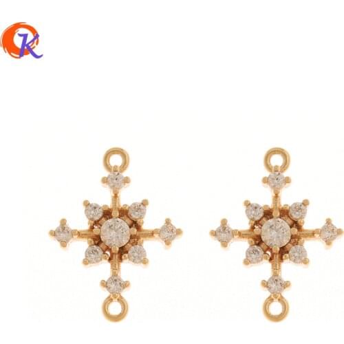Cordial Design 20Pcs 10*13MM Jewelry Accessories/Hand Made/DIY/Genuine Gold Plating/Flower Shape/CZ Connectors/Earring Findings