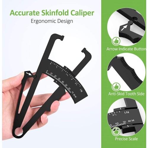 Body Fat Caliper Fat Measure Clipper Combo with Body Fat Percentage Measure Chart Measuring Body Fat for Men and Women