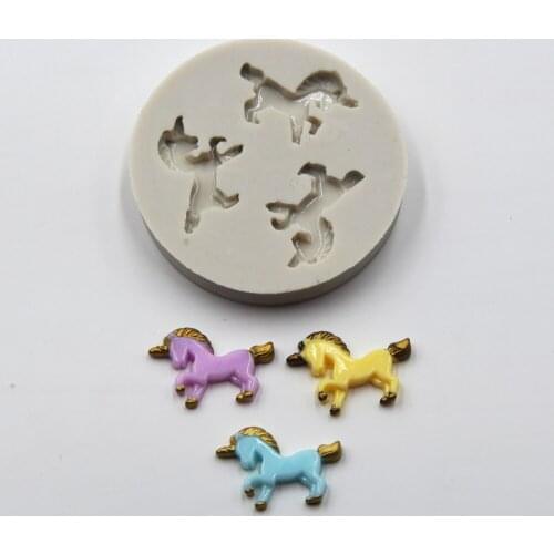 Silicone Unicorn Horses Shaped Fondant Cake Decoration Mold Silicone Handmade Soap Candy Chocolate Baking Tools