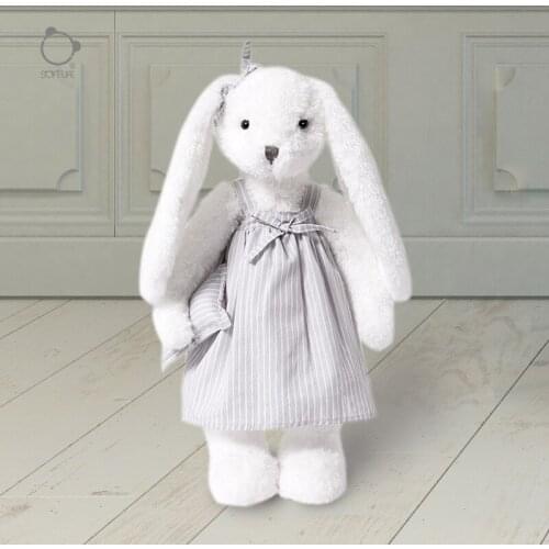 Nordic Kawaii Bunny Stuffed Animal Plush Rabbit Sleeping Toys For Girls Baby Shower Decoration Children Birthday Gift Present