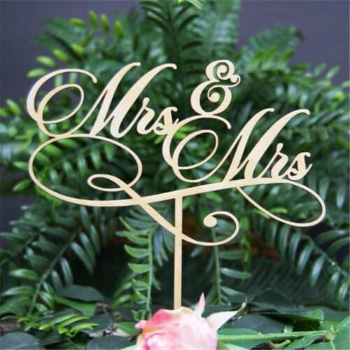 Mrs Mrs Topper Lesbian Wedding Cake Topper Gay Wedding Anniversary Bridal Shower Cake Decoration Wooden Cake Topper