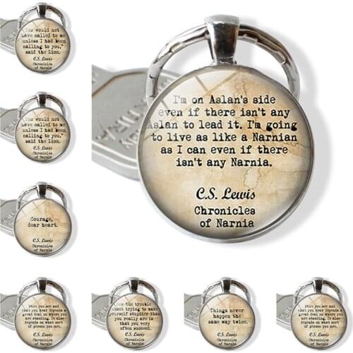 WG 1pc C.S. Lewis Narnia Chronicles Time Gem&stone Keychain Keyring Pendant Cabochon Glass Ball Keychain For Female Jewelry