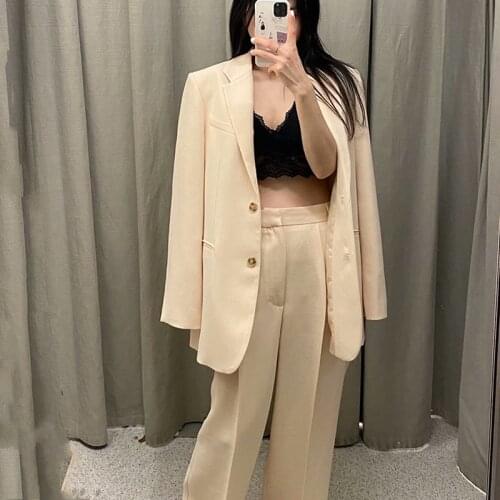 XEASY Blazer Women Blanc Jacket Female Oversize 2021 Jacket Women Spring Long Cropped Blazer Suits