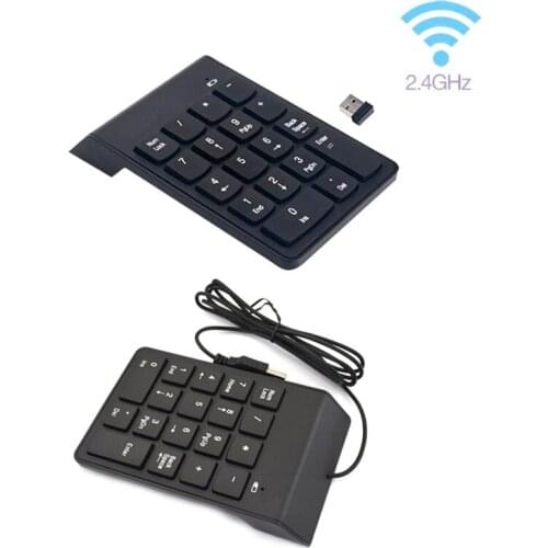 1PCS Mini 2.4GHz Wireless Numeric Keypad 18 Keys USB Wire Numpad Digital Keyboard for Accounting Teller PC Gaming Keyboard