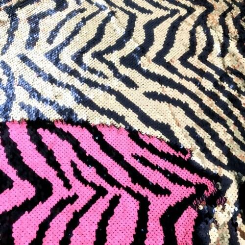 10meters*125cm Tiger Print Sequins Fabric Reversible Sequin Fabric for Dresses Peformance Clothing Bags Shoes Decor High Quality