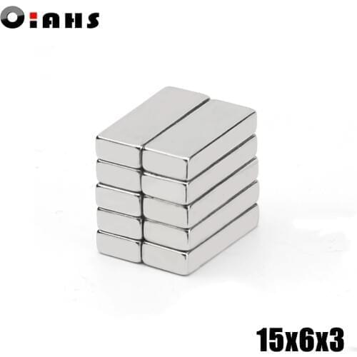 10Pcs 15x6x3 Neodymium Magnet 15*6*3 mm N35 NdFeB Block Super Powerful Strong Permanent Magnetic imanes Block
