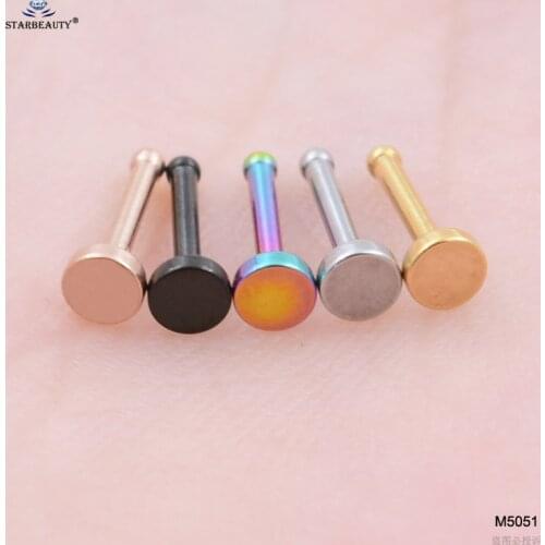 2 pcs/lot 18G 7mm Round Nose Piercing Labret Helix Lip Piercing Tragus Flat Nose Ring Stud Cartilage Earrings Pircing Jewelry