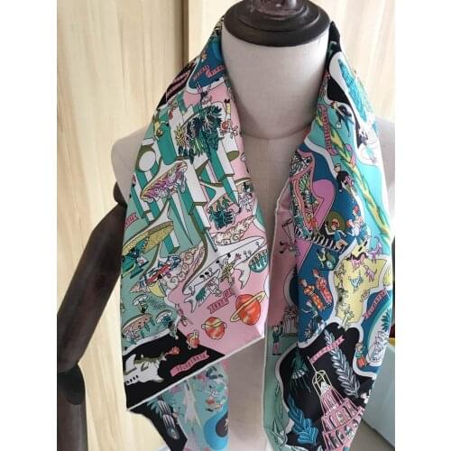 2020 New Arrival Fashion Elegant 100% silk scarf 90*90 cm square shawl twill wrap for women lady girl