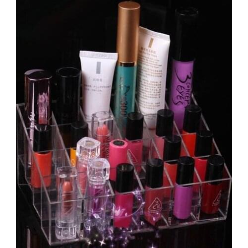 24 Lattices Lipstick Holder Display Stand Clear Cosmetic Organizer Sundry Makeup Storage Case Hot Selling