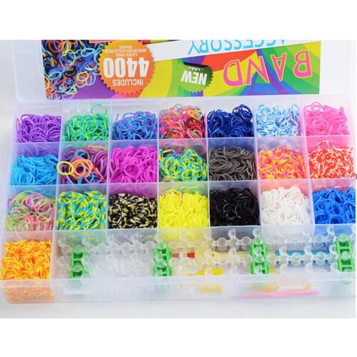 28 Grids Storage Box Rainbow Colorful Loom Rubber Bands DIY weaving machines Knitting Bracelet Making Kit gifts for Children