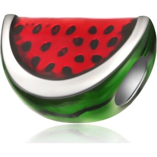 5PCS Hot Metal Beads Charms For Choker Watermelon DIY Enamel Fruit Big Hole Beads Fit Charm Bracelets&Bangles Jewelry Making