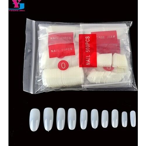 Hot Nature 500pcs Oval Professional Full Cover Fasle Nail Tips Stiletto Fake Nail Art Tools Fashion Unhas Artificiais Wholesale