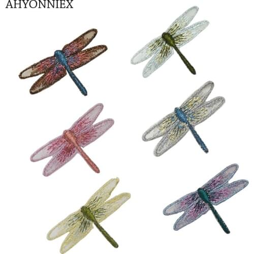 AHYONNIEX 5PCS/LOT Fashion Small Dragonfly Patches Sew On Patches for Clothing Applique for Bride Dress Hairpin DIY accessories