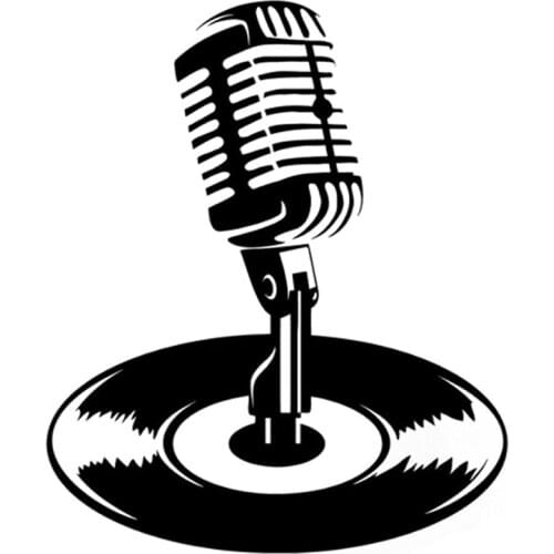 Car Stickers Fun Microphone Music PVC Car Decoration Accessories Stickers Waterproof Cover Scratch Black/white, 14cm*12cm