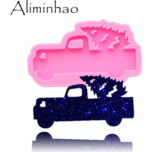 DY0148 Shiny car Silicone Molds For DIY key ring Truck and tree epoxy resin Mold Craft custom keychain