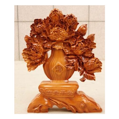 Mahogany flowers rich furnishing a living room decoration solid wood carving vase town house ward off evil spirits handicraft