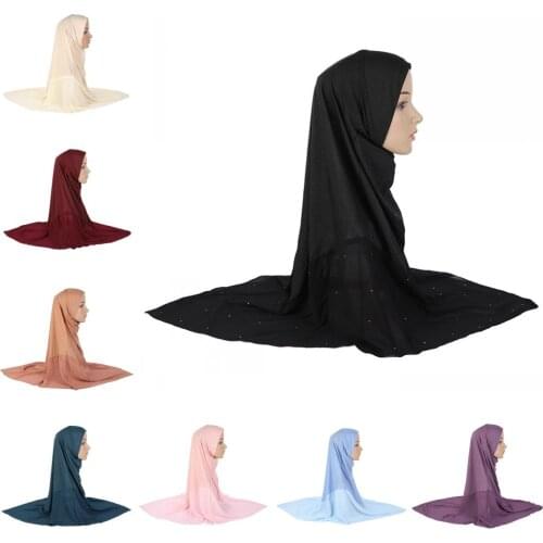 One Piece Ramadan Muslim Women Prayer Large Hijab Scarf Hat Amira Headwrap Overhead Cover Islamic Head Wrap Shawl Headscarf Arab