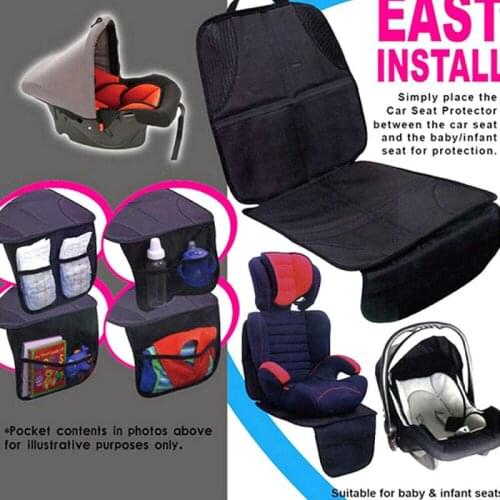 Car Baby Seat Covers Car Seat Cushion Polyester PU Seat Pad Anti-slip Child Safety Cushion Cover Pocket Storage Car Accessories